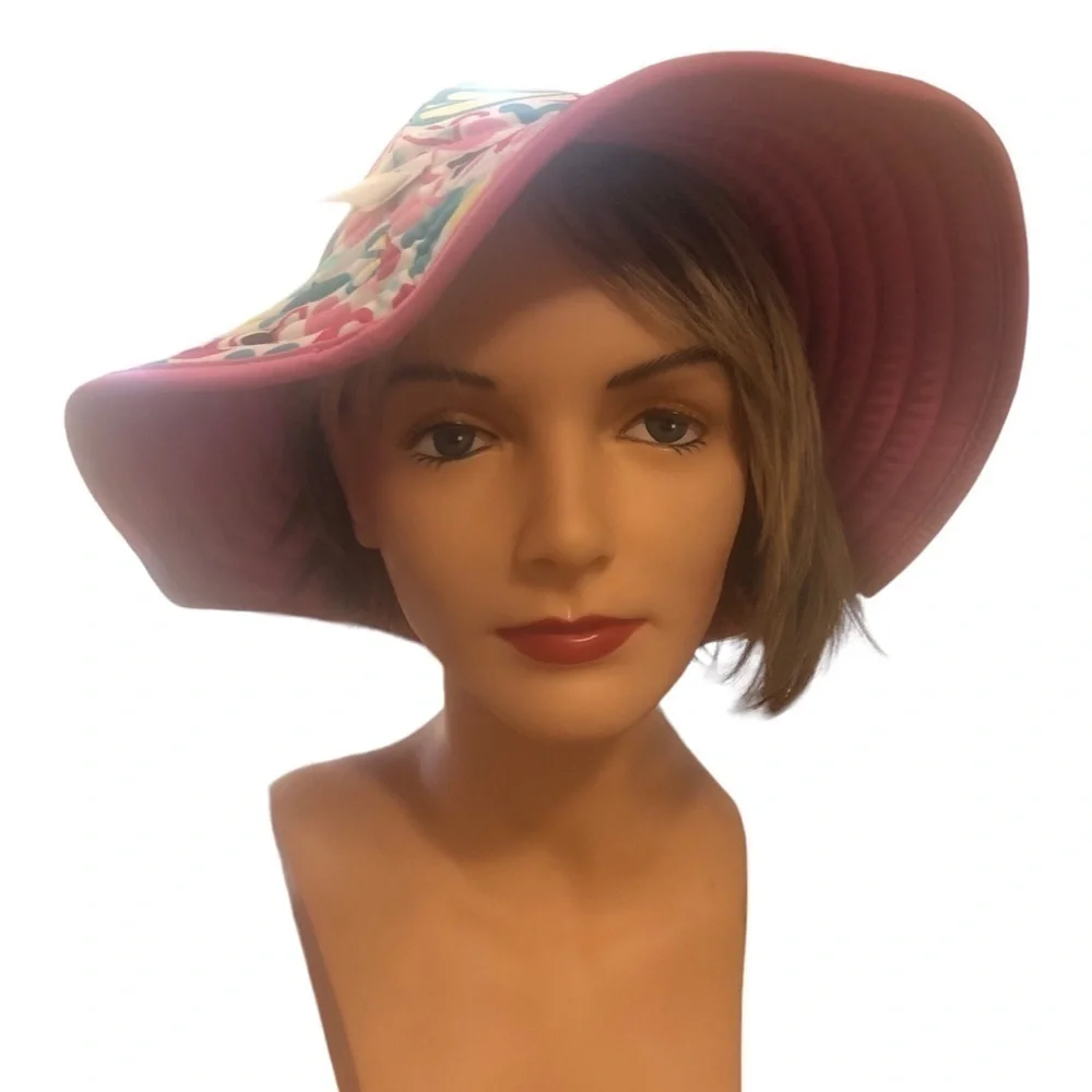 Hanna Andersson Reversible Floppy Sun Hat Pink/Heart Colorful Print Size M